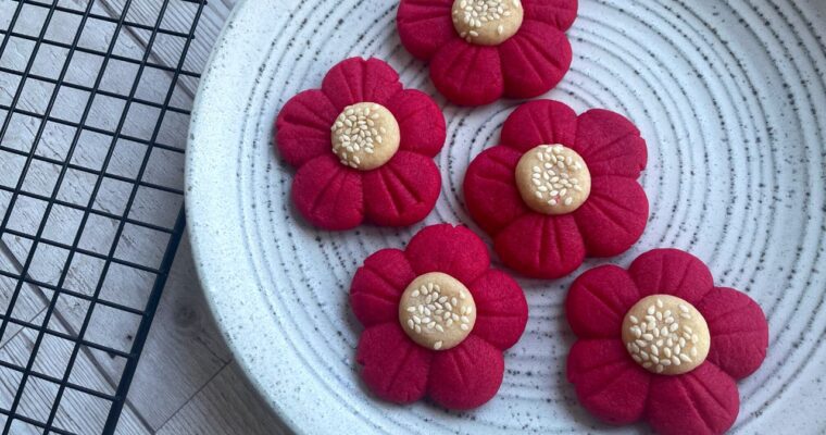 Pink Flower Butter Cookies