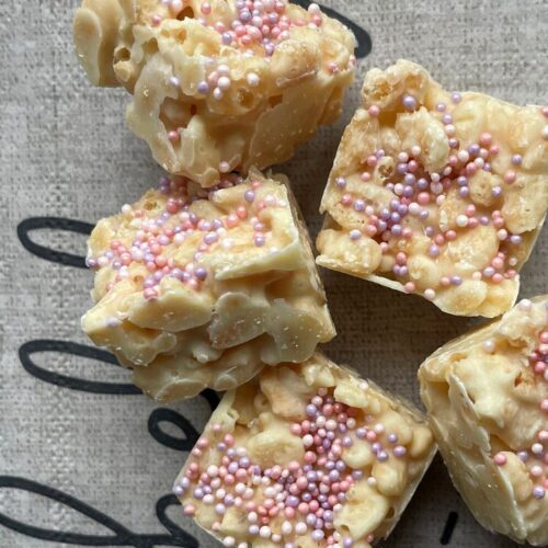 White chocolate rice crispy squares