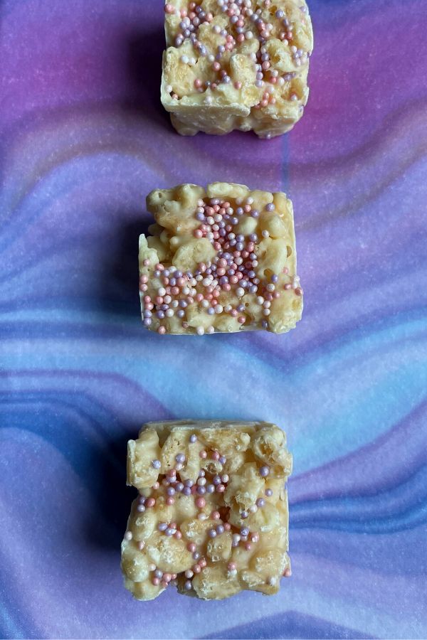 White chocolate rice crispy squares