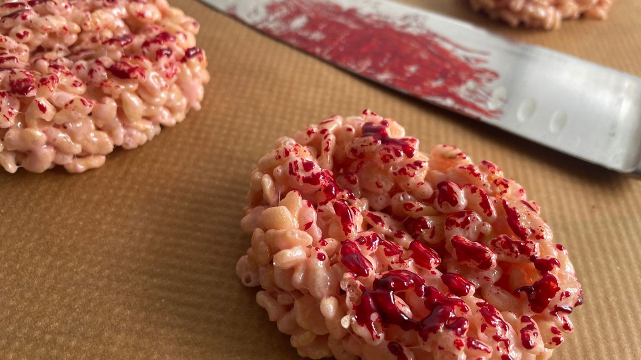 Halloween rice crispy brain dessert