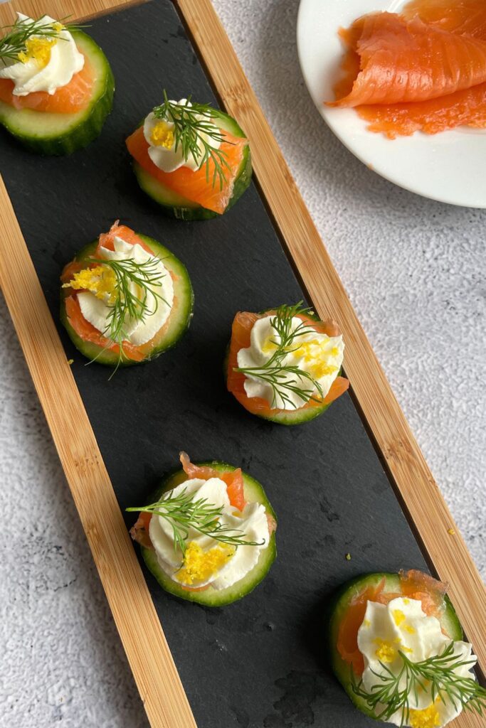 Smoked Salmon On Cucumber Party Appetisers