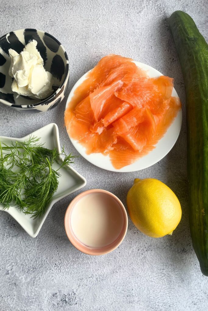 Smoked Salmon On Cucumber Party Appetizers Ingredients