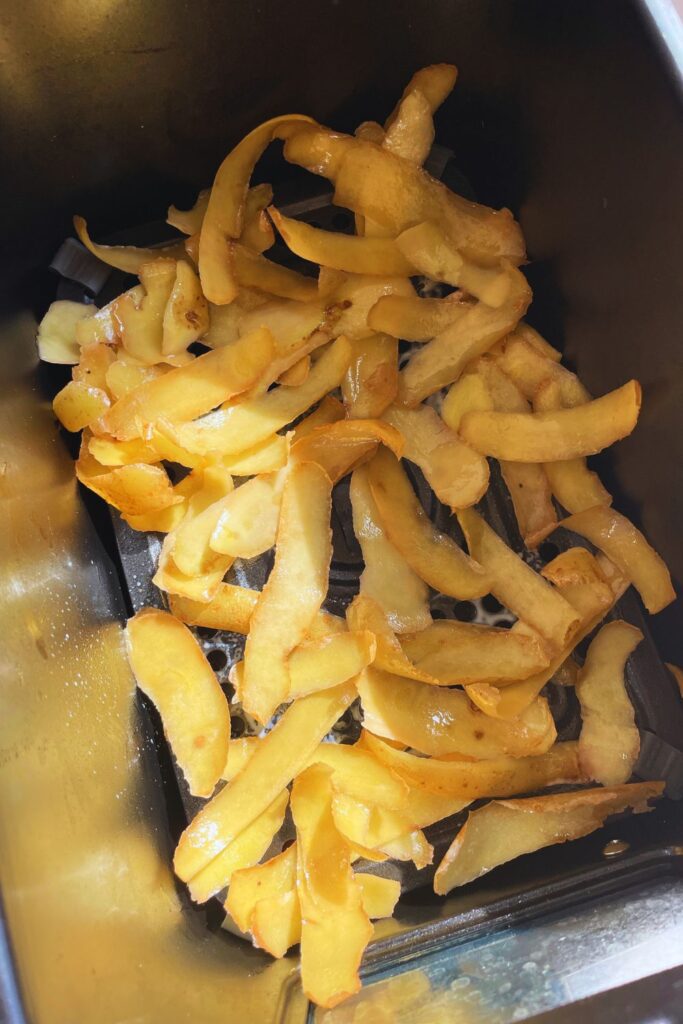 seasoned Potato skin in the air fryer basket