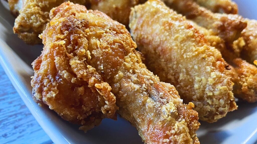 Crispy air fryer chicken wings served in a bowl