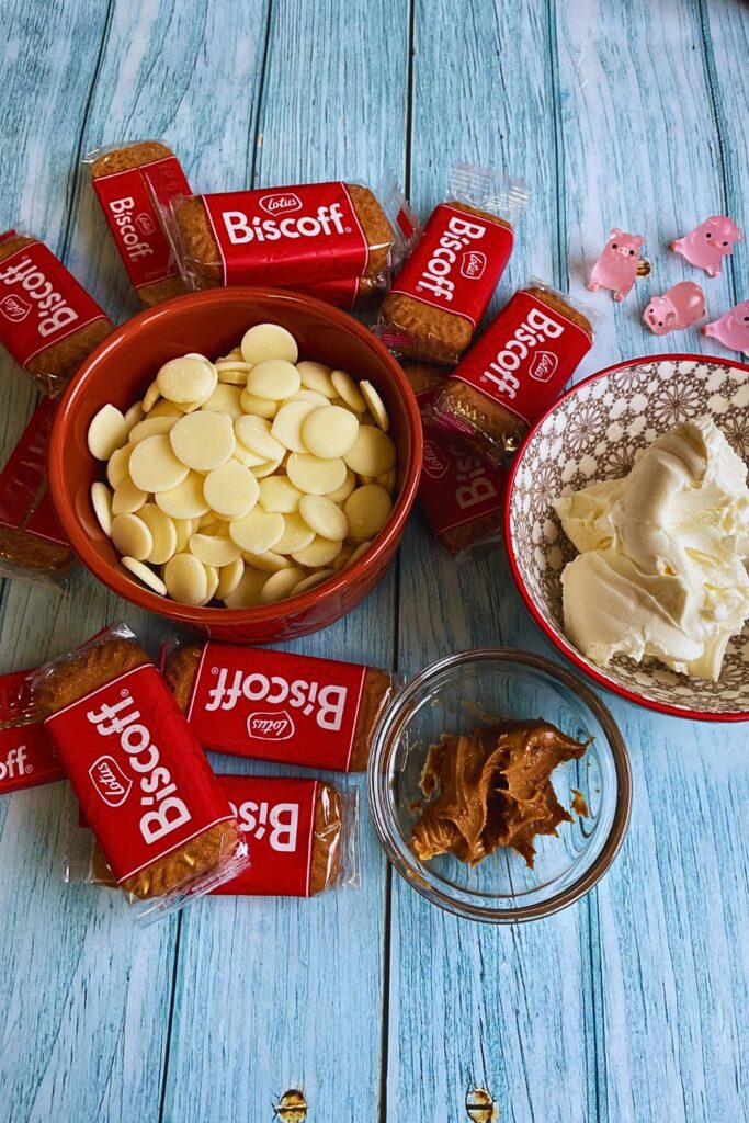 Biscoff Truffles Recipe Ingredients laid on a board