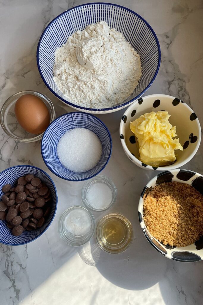 Cookie Crisp Cereal Recipe Ingredients laid on a table.