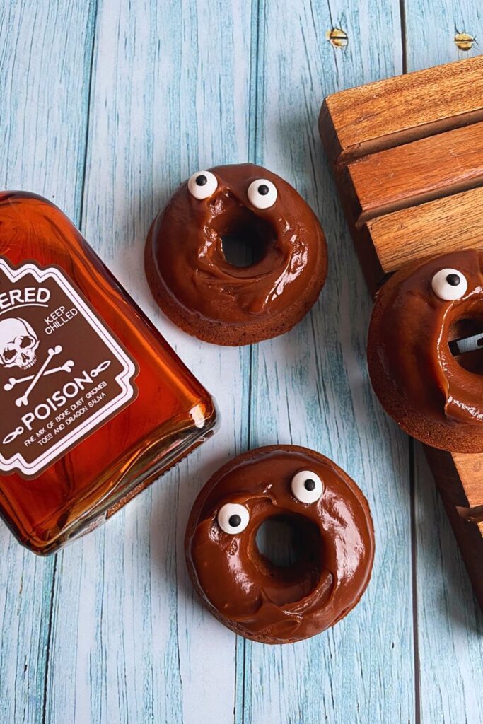 Halloween Special Nutella Monster Donuts on a board