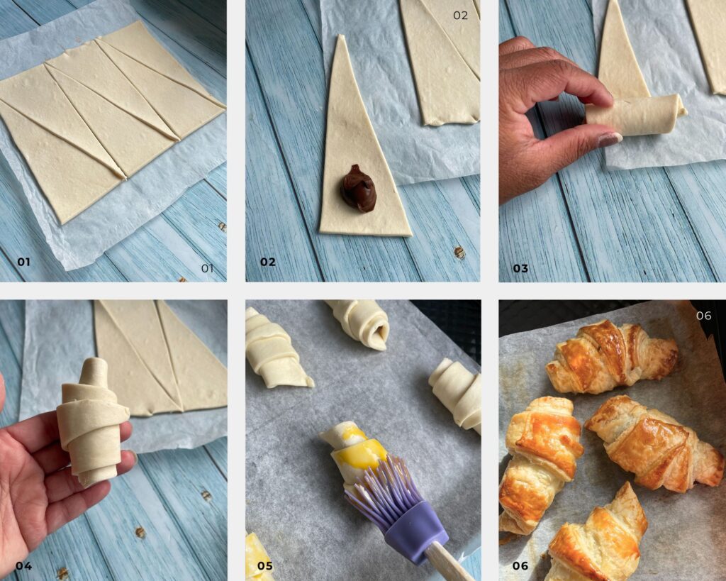 How to make Mini Chocolate Croissants step -by-step