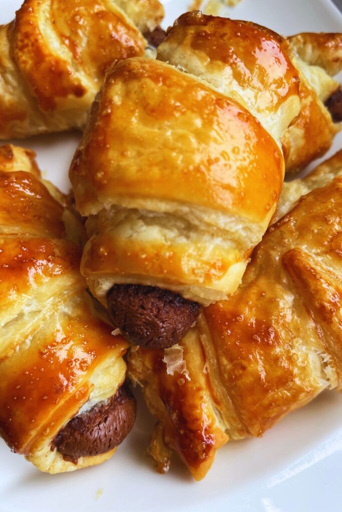 Mini Chocolate Croissants served on a plate